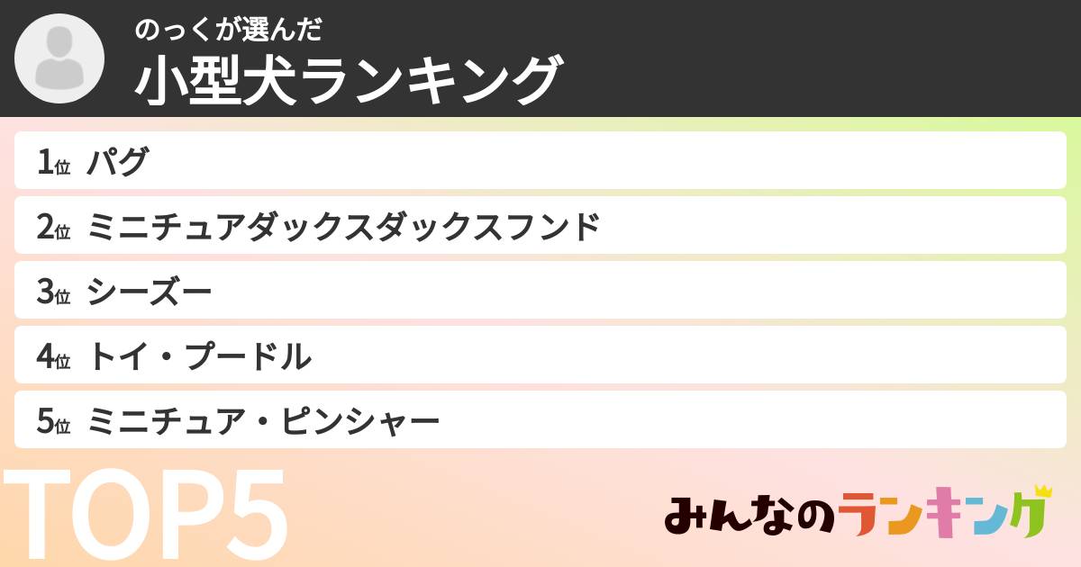 のっくさんの「小型犬ランキング」