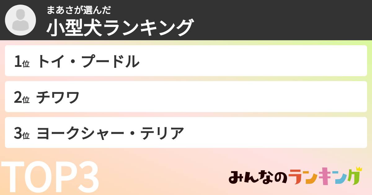まあささんの「小型犬ランキング」