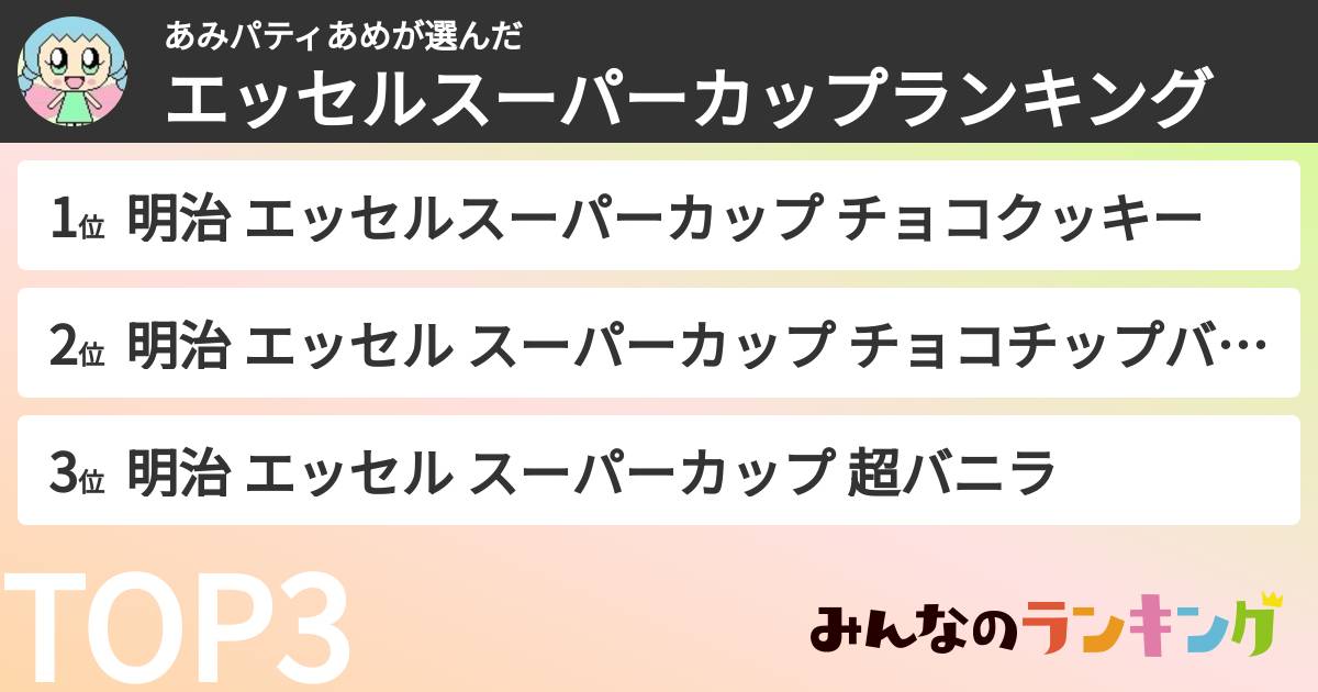 あみパティあめさんの「エッセルスーパーカップランキング」