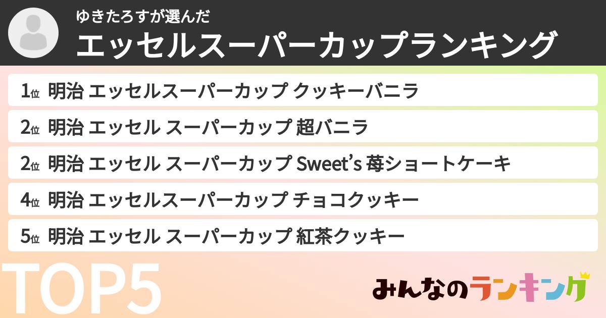 ゆきたろすさんの「エッセルスーパーカップランキング」
