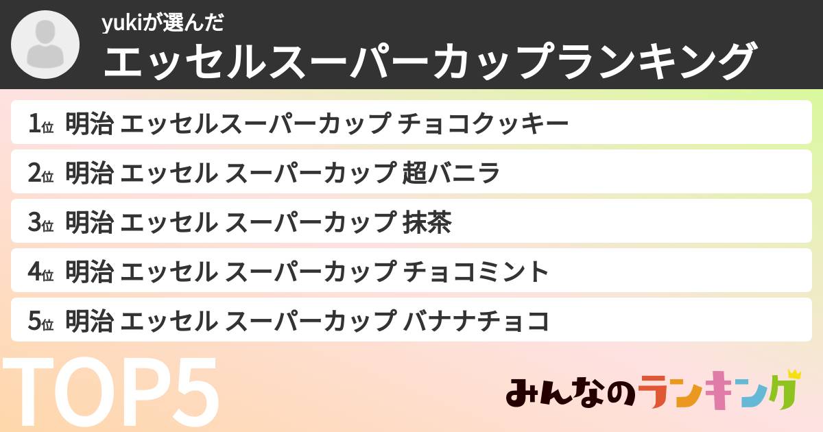 yukiさんの「エッセルスーパーカップランキング」