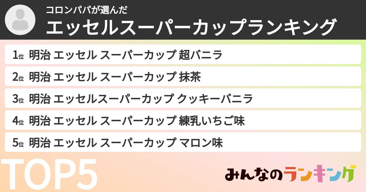 コロンパパさんの「エッセルスーパーカップランキング」