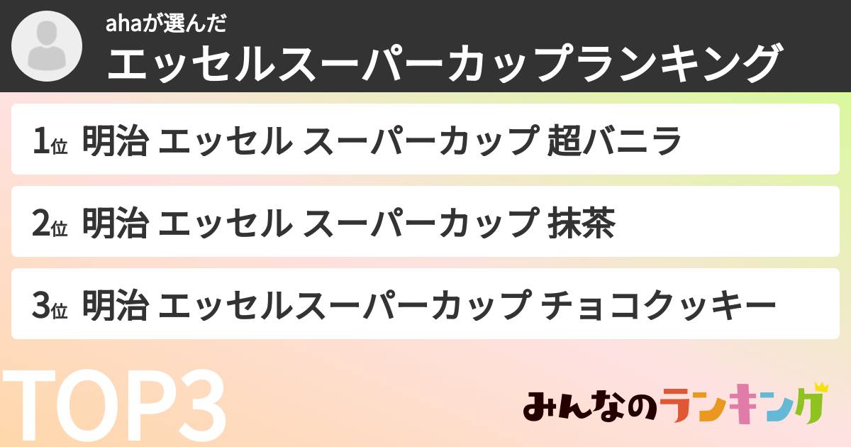 ahaさんの「エッセルスーパーカップランキング」