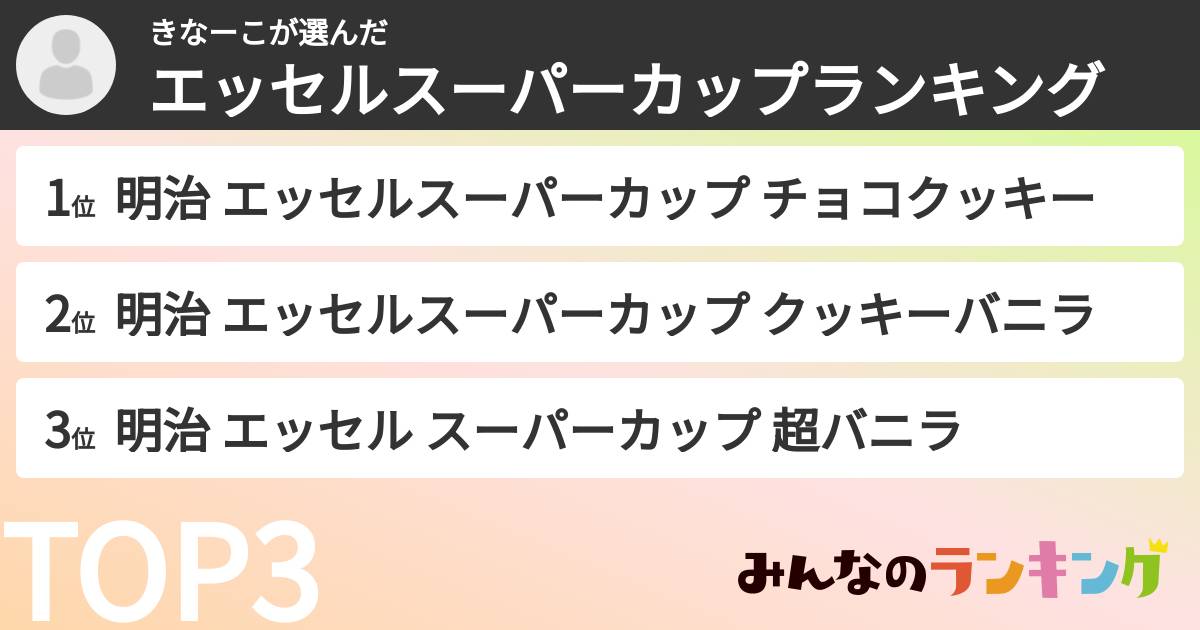 きなーこさんの「エッセルスーパーカップランキング」