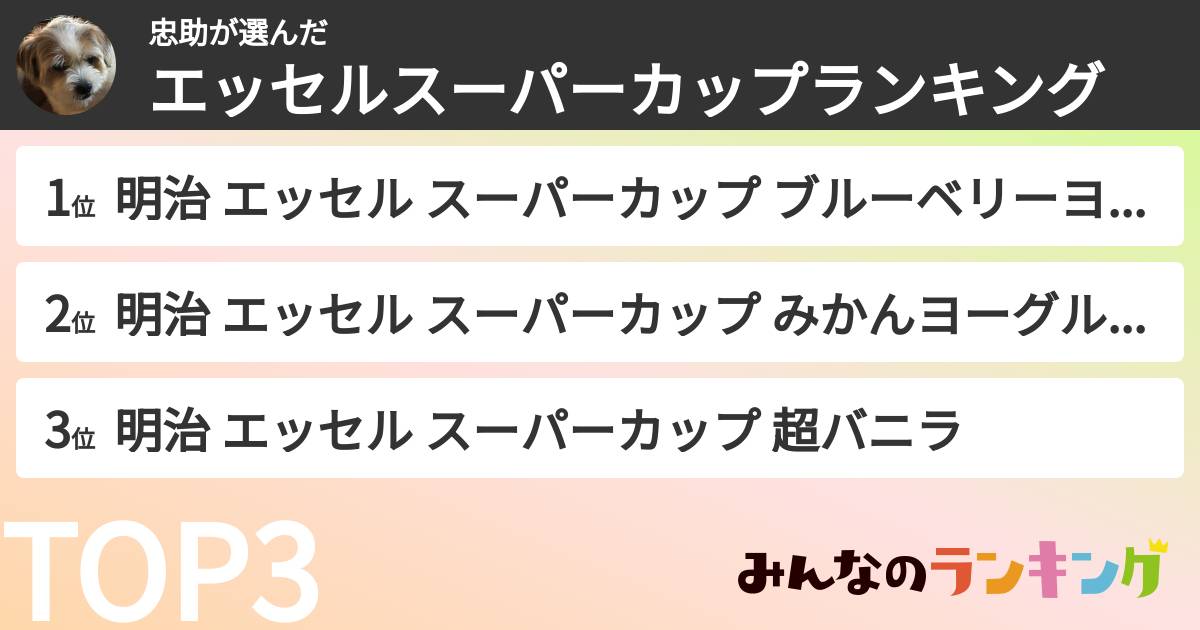 忠助さんの「エッセルスーパーカップランキング」