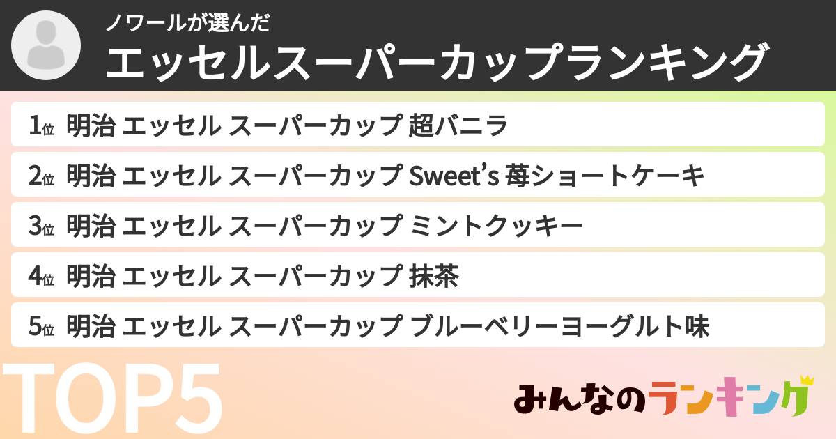 ノワールさんの「エッセルスーパーカップランキング」