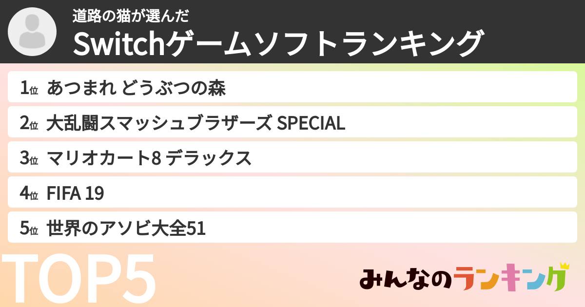 道路の猫さんの「Switchゲームソフトランキング」
