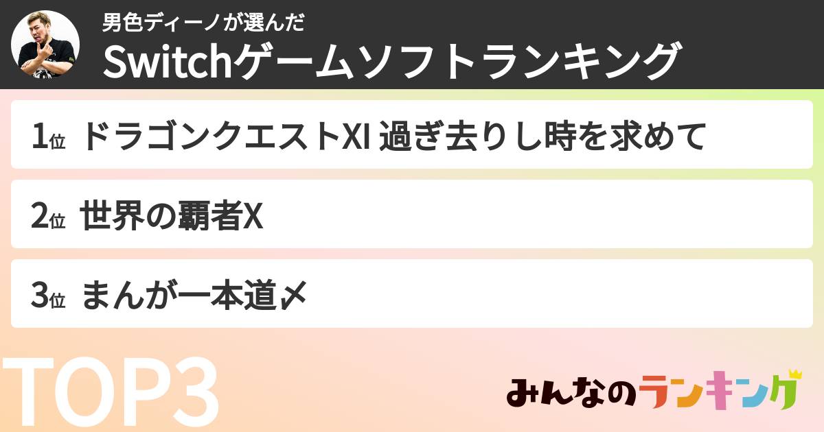 男色ディーノさんの「好きなSwitchのゲイムソフトランキング」