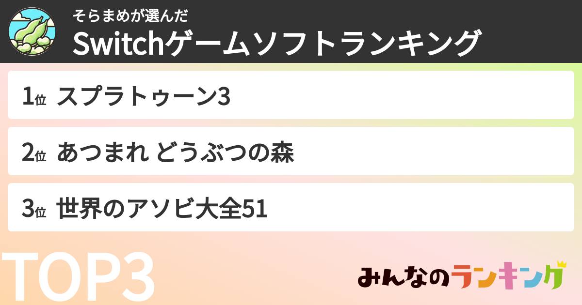 そらまめさんの「Switchゲームソフトランキング」