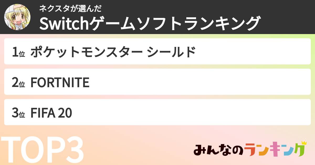 ネクスタさんの「Switchゲームソフトランキング」