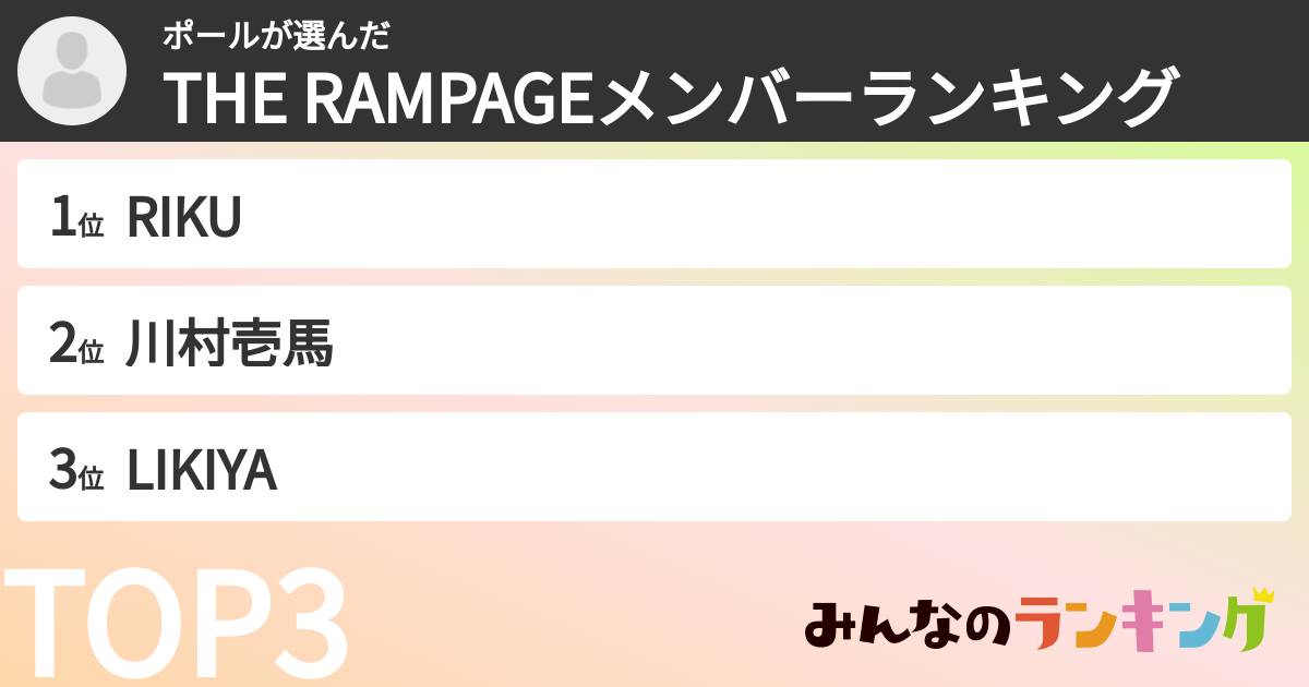 ポールさんの「THE RAMPAGEメンバーランキング」