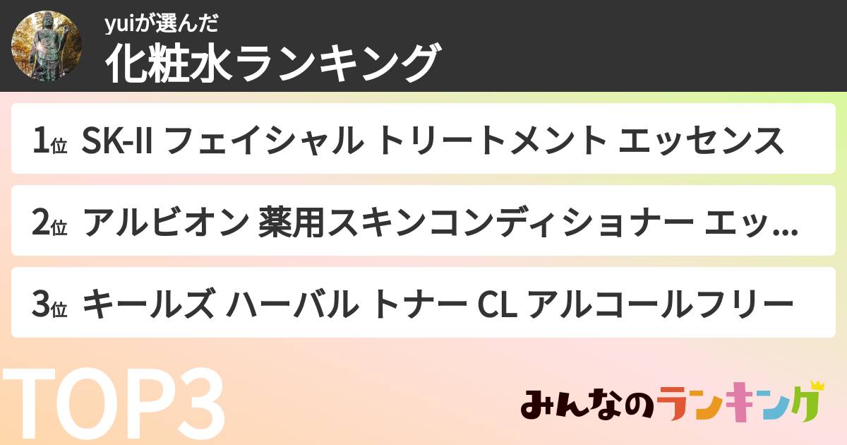 yuiさんの「化粧水ランキング」
