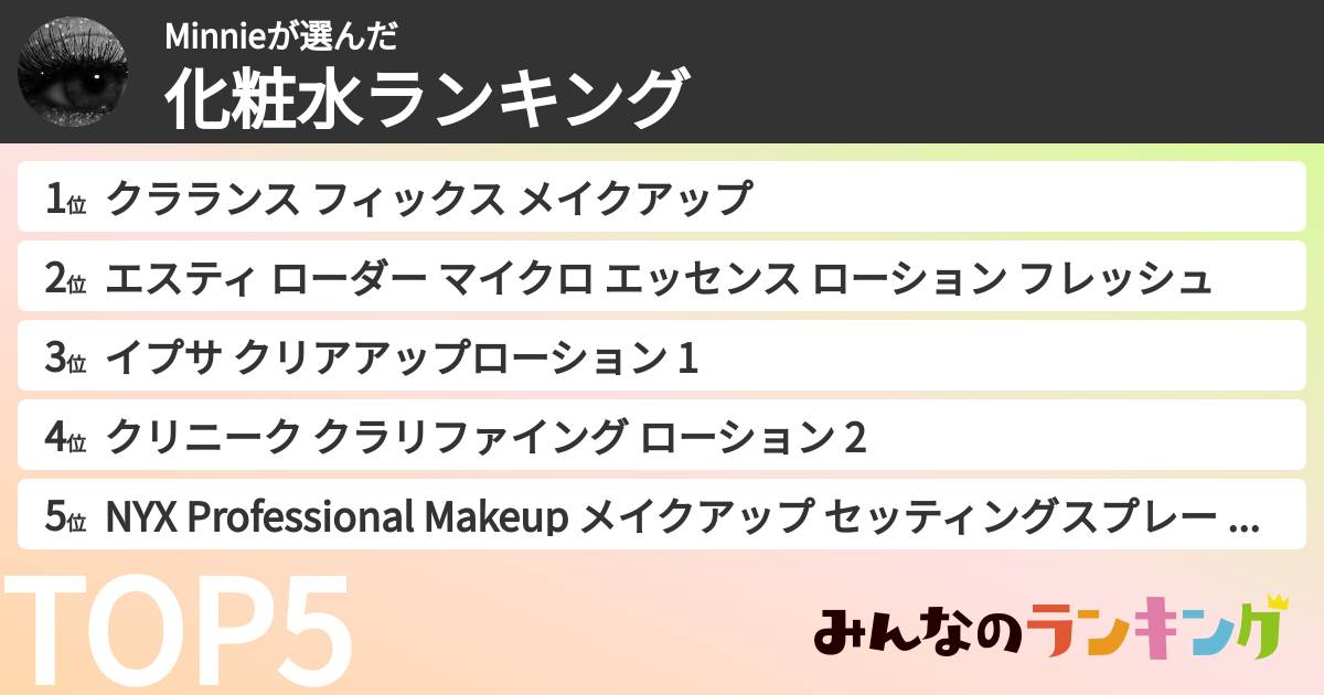 Minnieさんの「化粧水ランキング」