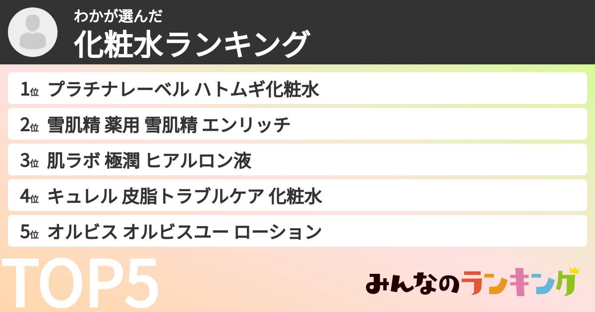 わかさんの「化粧水ランキング」