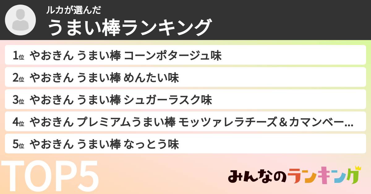 ルカさんの「うまい棒ランキング」