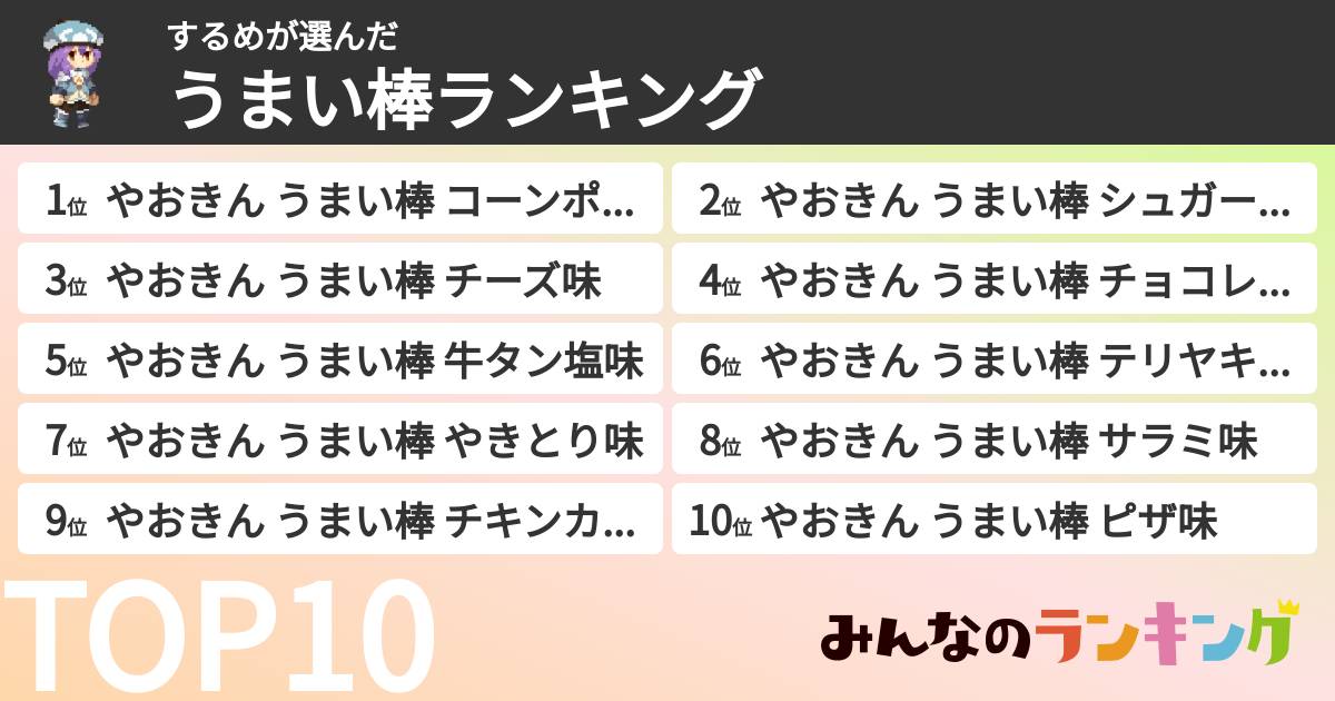 するめさんの「うまい棒ランキング」