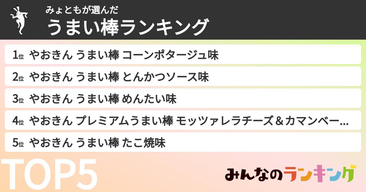 みょともさんの「うまい棒ランキング」