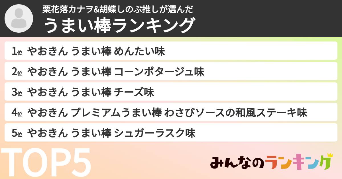 栗花落カナヲ&胡蝶しのぶ推しさんの「うまい棒ランキング」