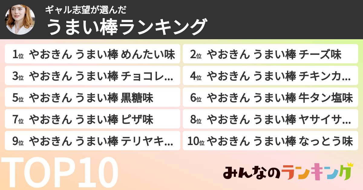 ギャル志望さんの「うまい棒ランキング」