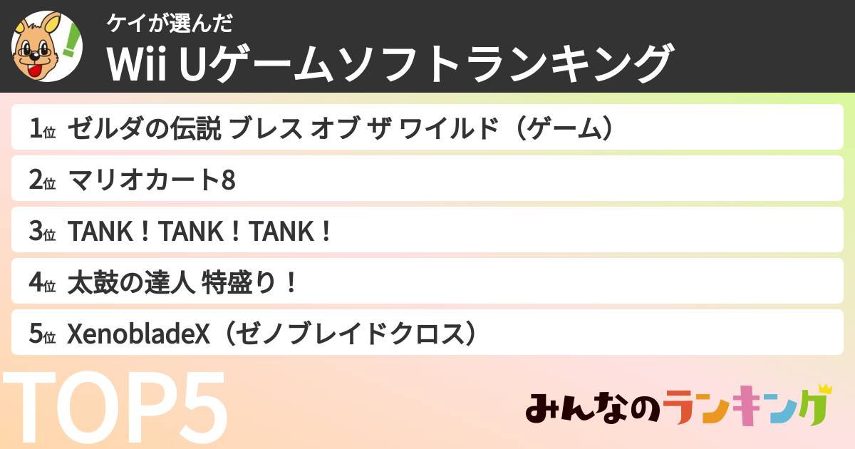 ケイさんの「Wii Uゲームソフトランキング」