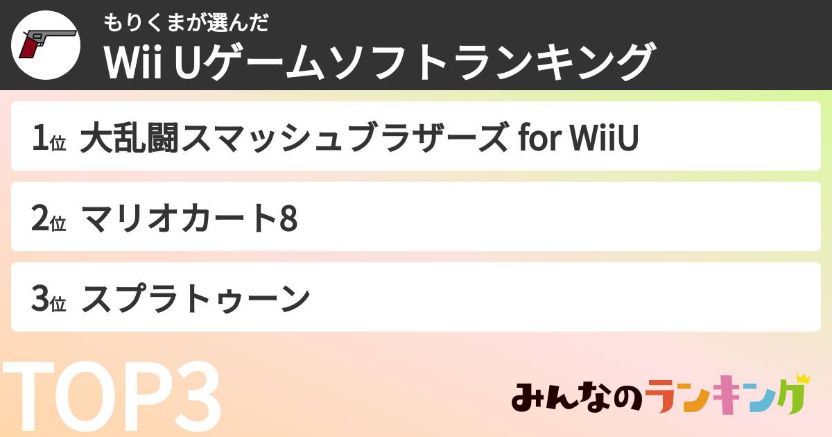 もりくまさんの「Wii Uゲームソフトランキング」