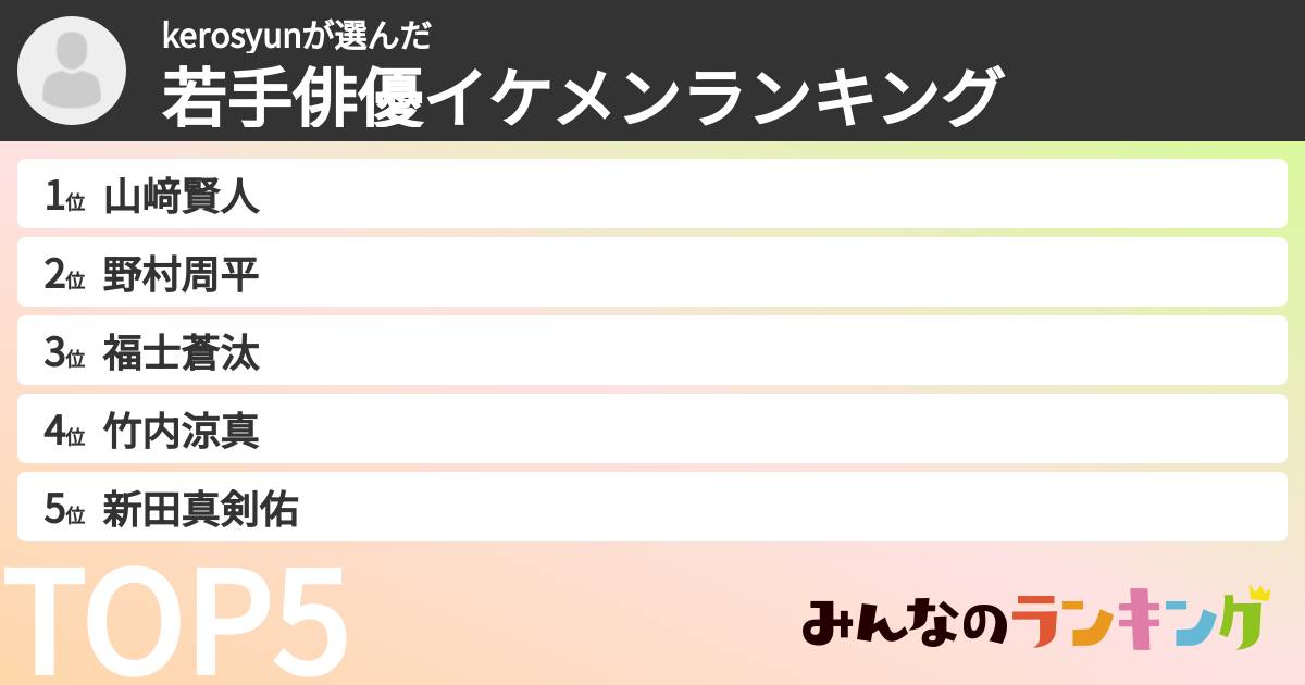 kerosyunさんの「若手俳優イケメンランキング」