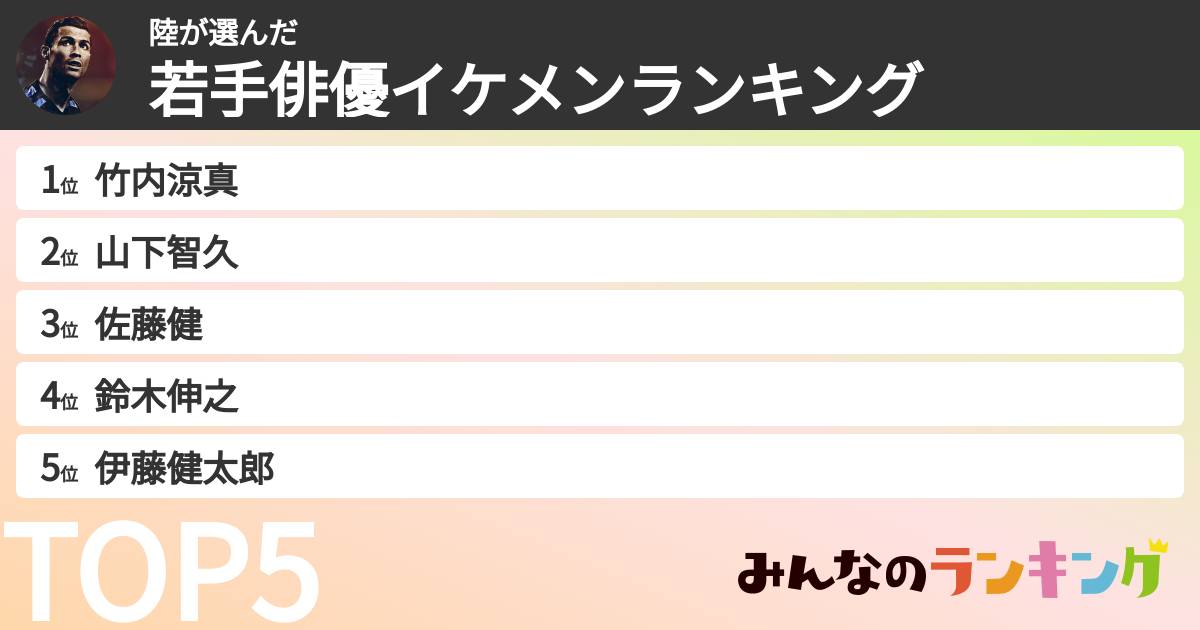 陸さんの「若手俳優イケメンランキング」