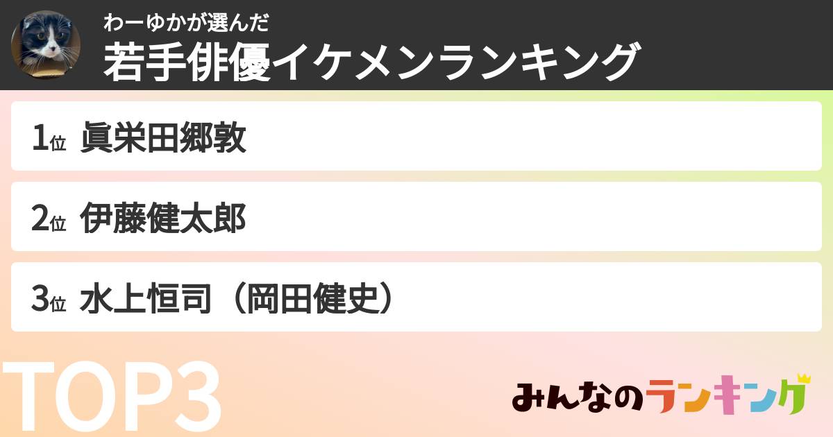 わーゆかさんの「若手俳優イケメンランキング」