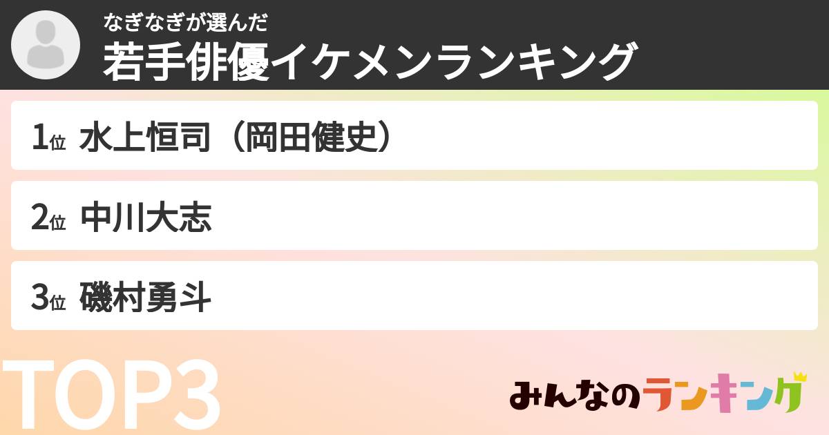 なぎなぎさんの「若手俳優イケメンランキング」