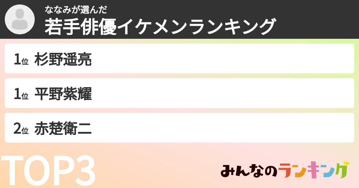 ななみさんの「若手俳優イケメンランキング」