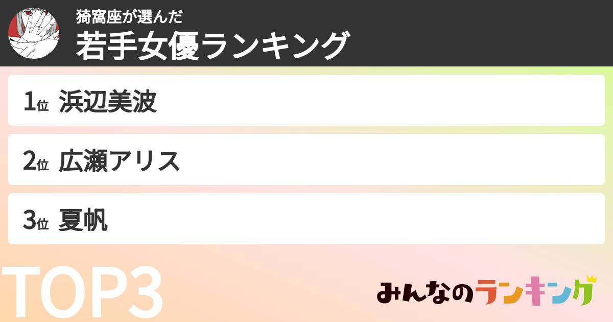 猗窩座さんの「若手女優ランキング」
