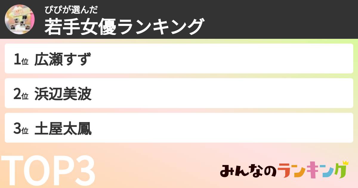ぴぴさんの「若手女優ランキング」
