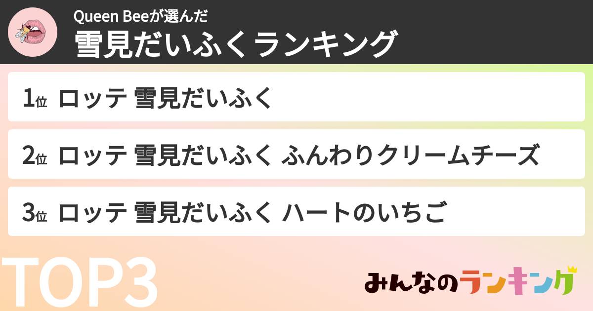 Queen Beeさんの「雪見だいふくランキング」