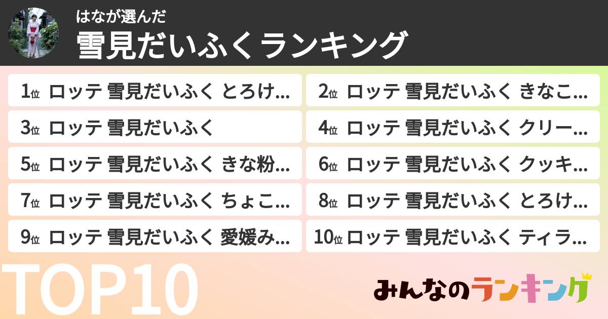 はなさんの「雪見だいふくランキング」