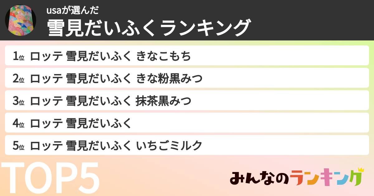usaさんの「雪見だいふくランキング」