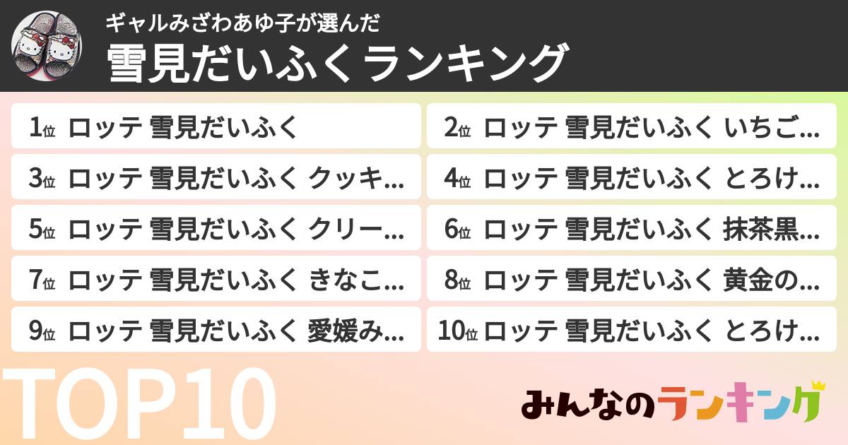 ギャルみざわあゆ子さんの「雪見だいふくランキング」