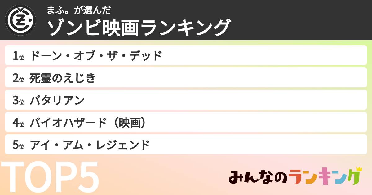 まふ。さんの「ゾンビ映画ランキング」