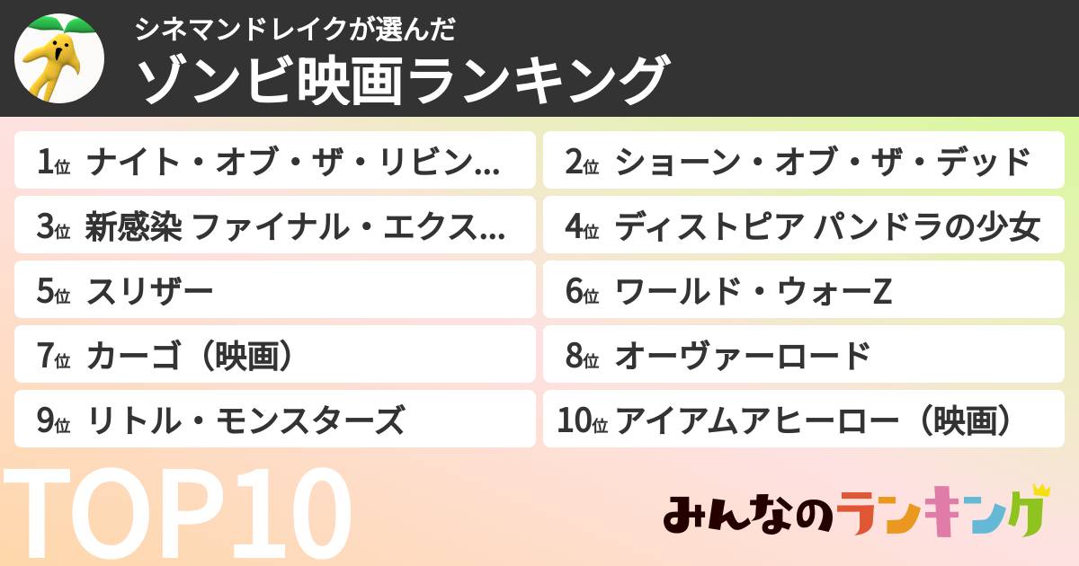 シネマンドレイクさんの「ゾンビ映画ランキング」