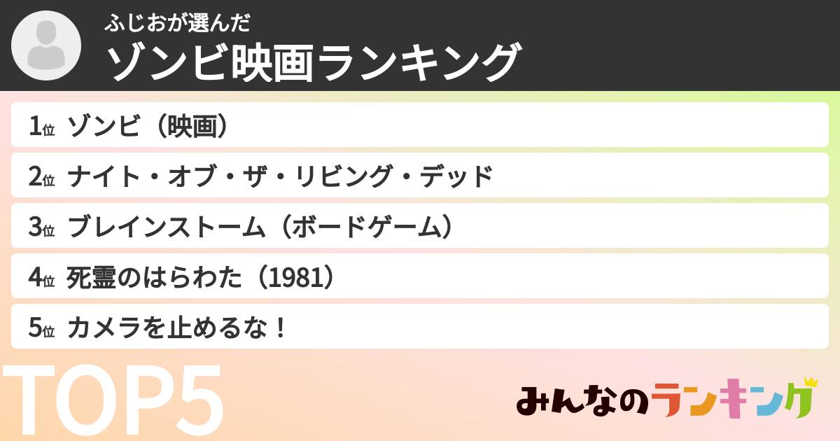 ふじおさんの「ゾンビ映画ランキング」