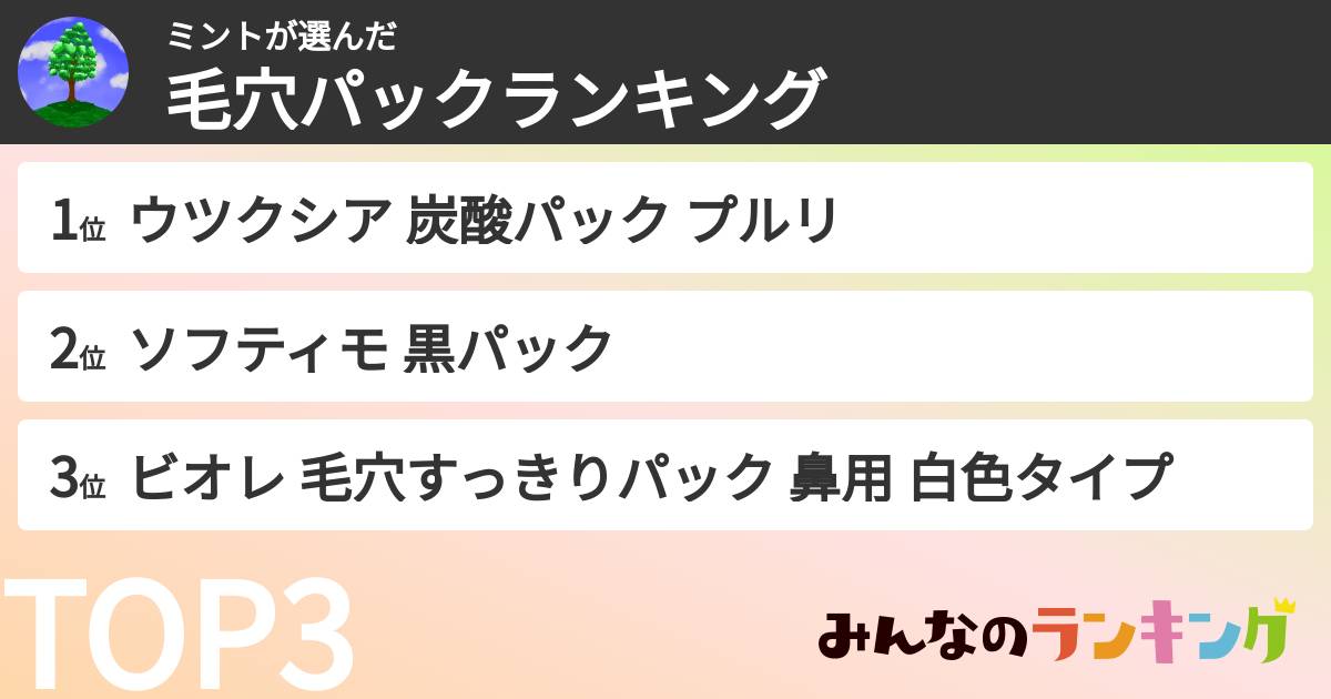 ミントさんの「毛穴パックランキング」