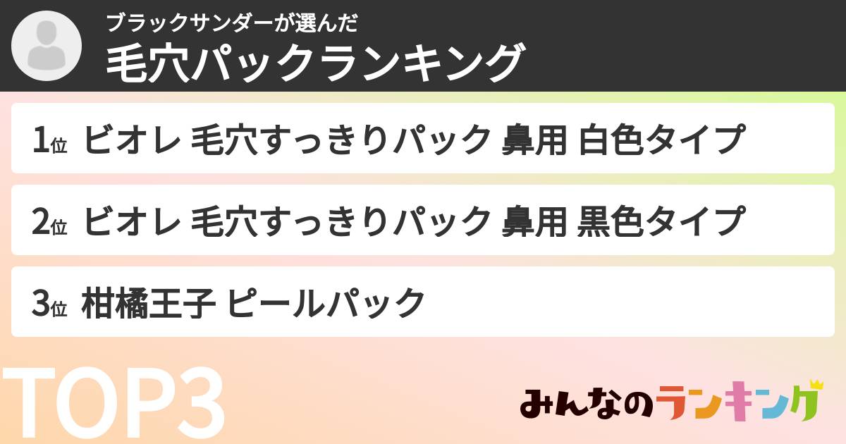 ブラックサンダーさんの「毛穴パックランキング」