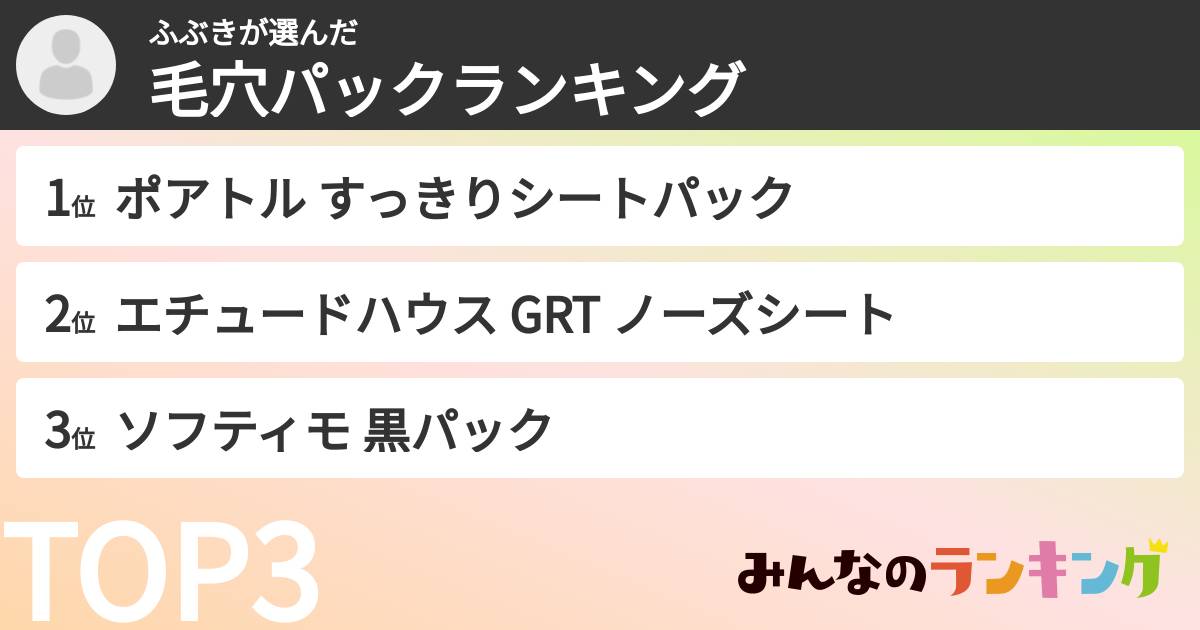 ふぶきさんの「毛穴パックランキング」