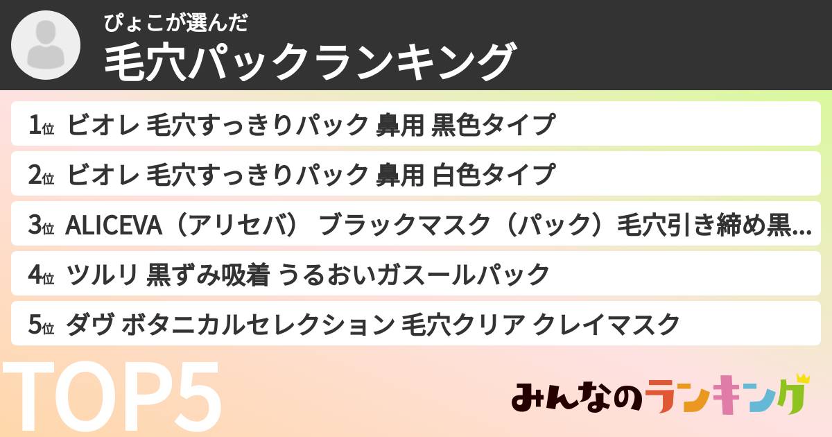 ぴょこさんの「毛穴パックランキング」