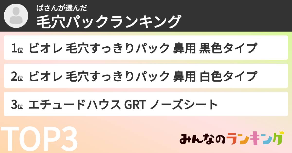 ばさんさんの「毛穴パックランキング」