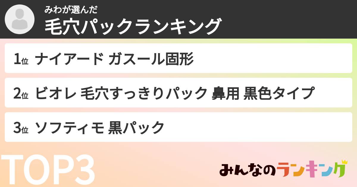 みわさんの「毛穴パックランキング」