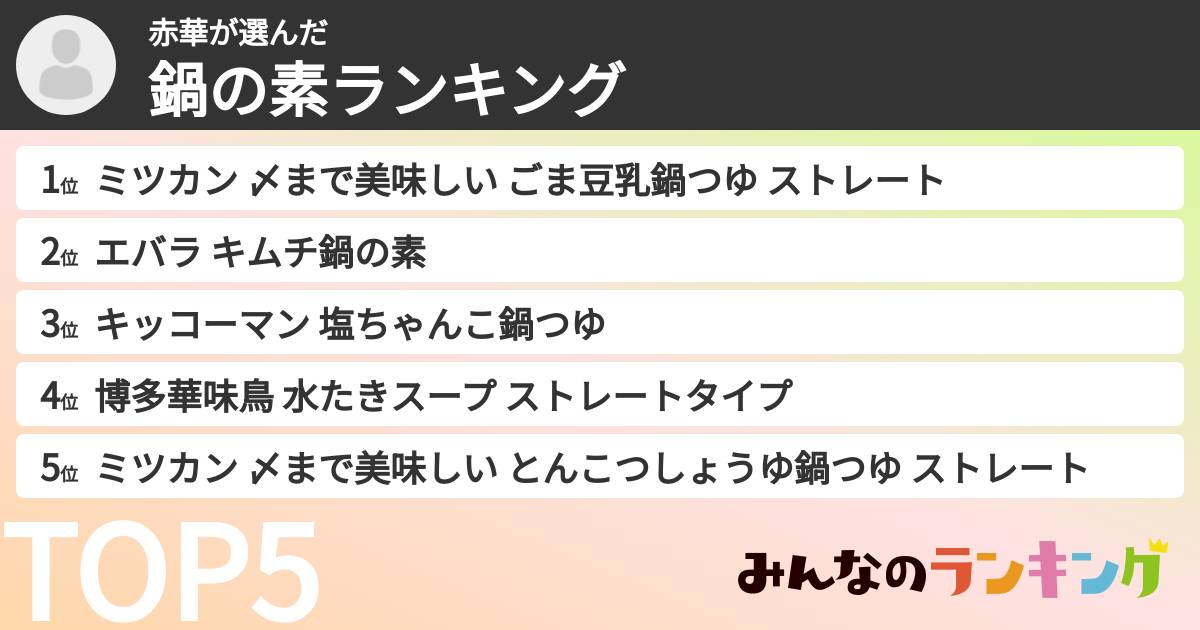 赤華さんの「鍋の素ランキング」