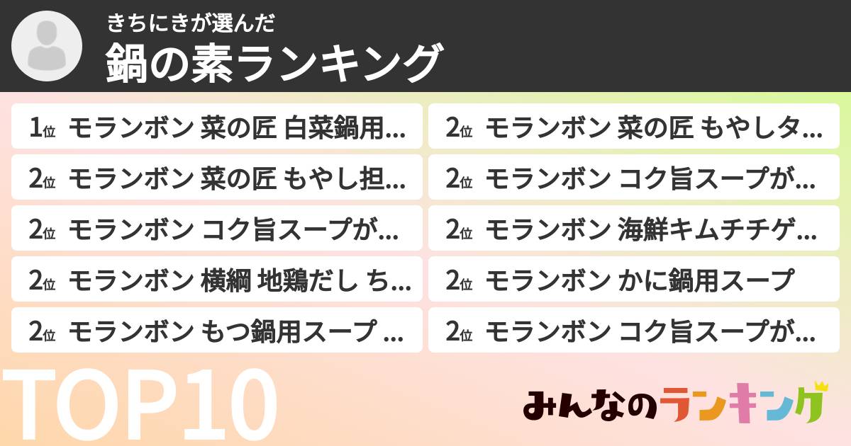 きちにきさんの「鍋の素ランキング」