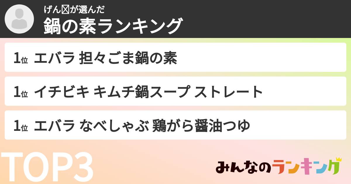 げん⭐︎さんの「鍋の素ランキング」