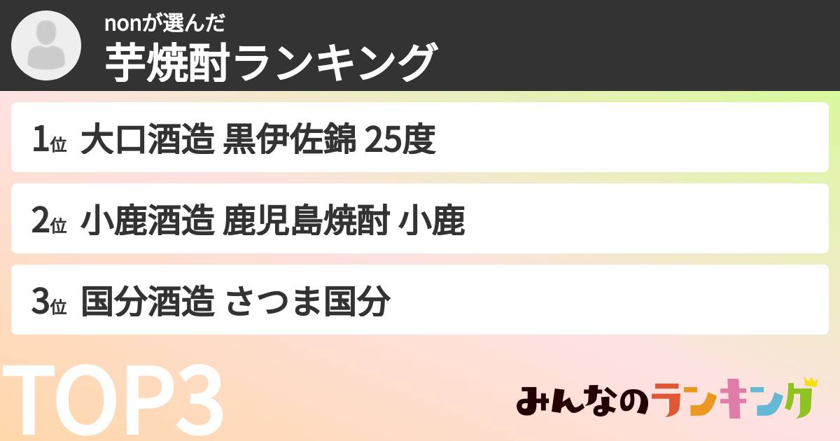 nonさんの「芋焼酎ランキング」