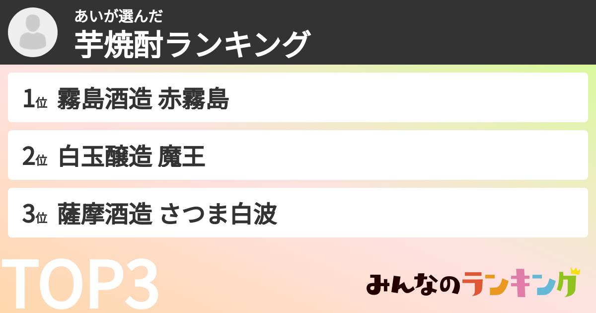 あいさんの「芋焼酎ランキング」